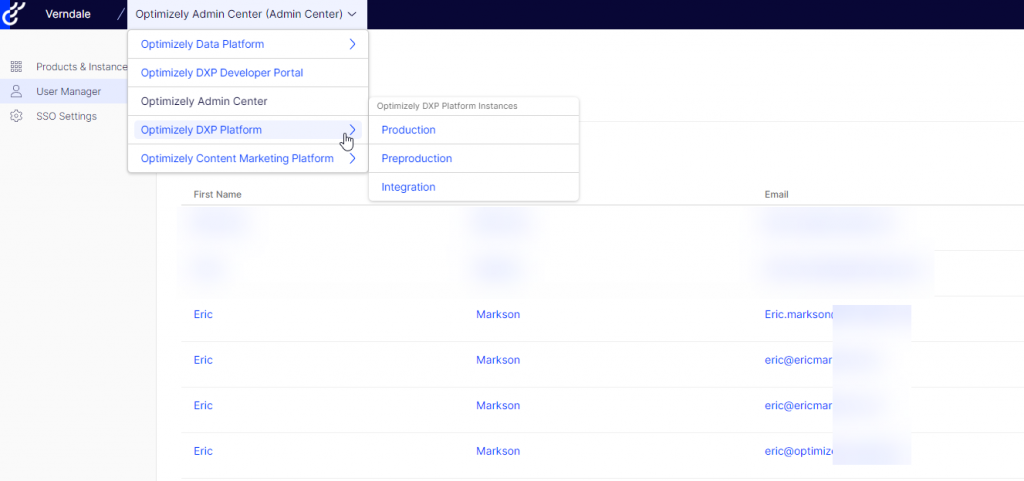 Admin Center Interface